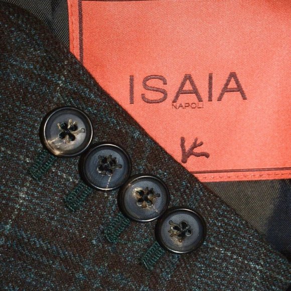 44S ISAIA Current Green Brown Wool CASHMERE BLAZER